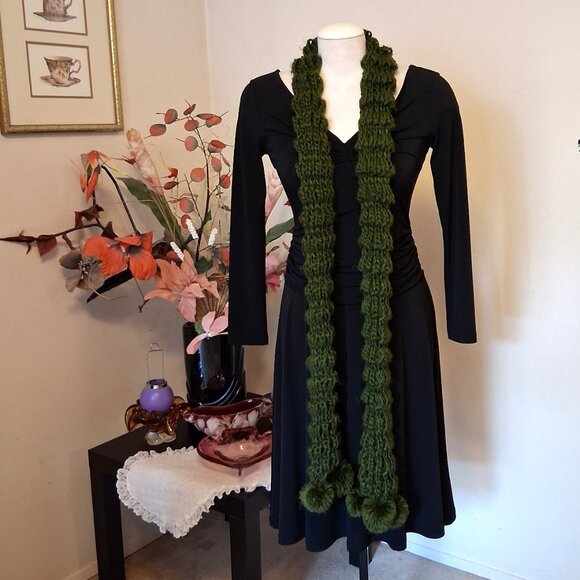 Vintage NEW Buffalo Long Green Cardigan Knit Scarf for Women - Picture 6 of 9
